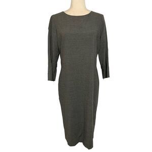 pablo de gerard darel womens solid gray long sleeve wool midi dress 42 xl france
